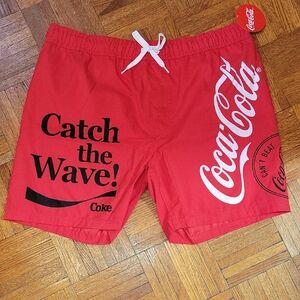 Coca Cola Red Catch The Wave Swim Trunk Size Large New With Tags
